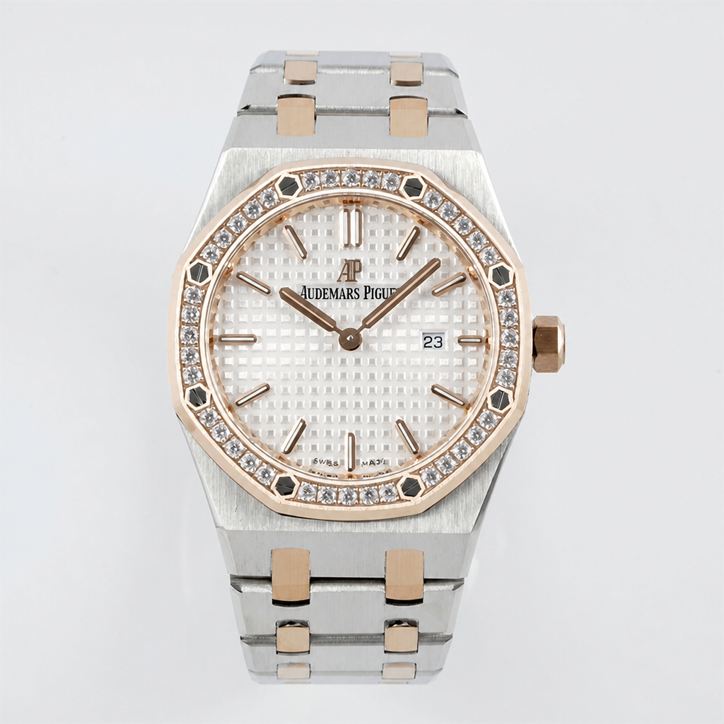 AP Royal Oak 33mm 67651 Diamond Bezel RG White Dial RG Bracelet ZF Swiss Quartz