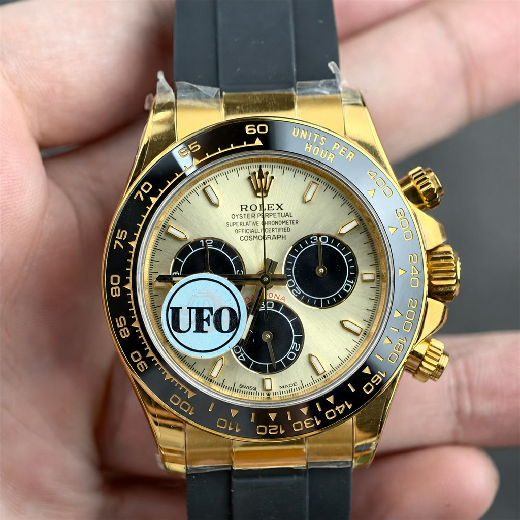 Daytona 126518 40mm YG/RU Gold&Blk/Stick Dial UFO UFO.F4131 (Free Sprung)