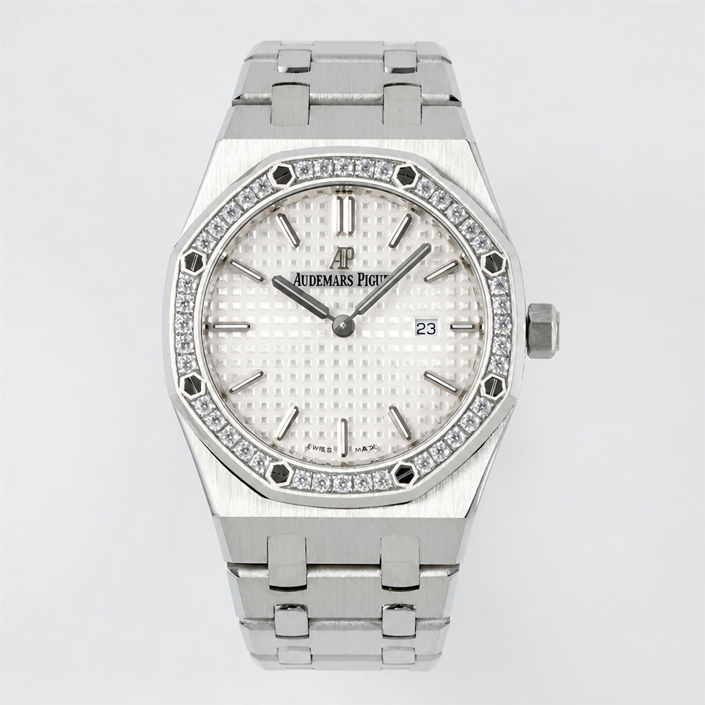 AP Royal Oak 33mm 67651 Diamond Bezel White Dial SS Bracelet ZF Swiss Quartz